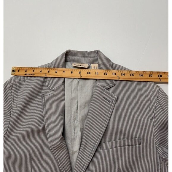 DKNY Mens Sport Coat M Gray White Striped Casual Cotton Unstructured Blazer - Picture 11 of 13